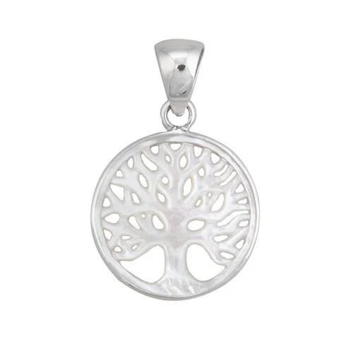 Sterling Silver 30mm Mother of Pearl Tree of Life Pendant