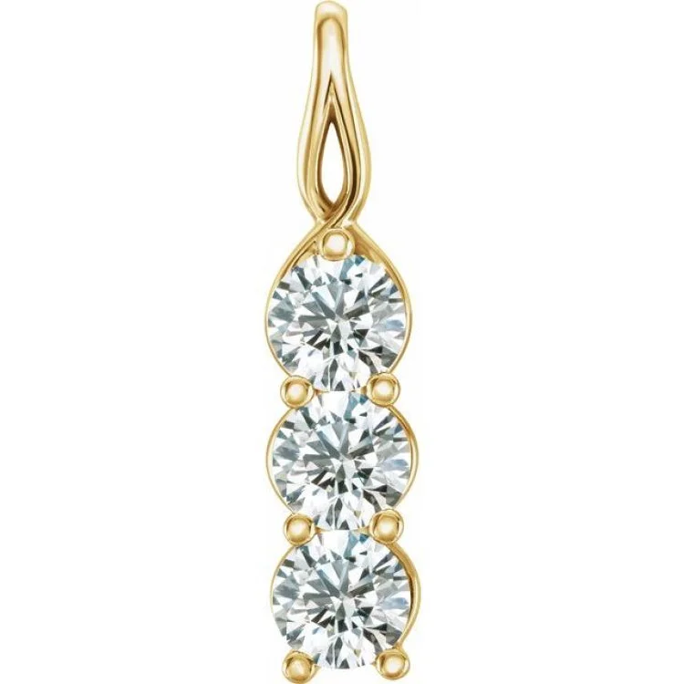 14K Yellow 9/10 CTW Natural Diamond Three-Stone Pendant